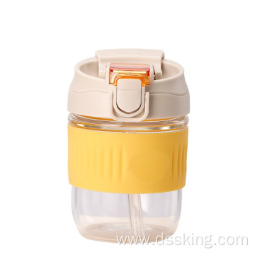 Lovely double drink styles glass coffee cup one cover two usage with straw easy carry cup with lid and straw